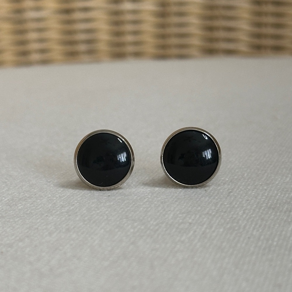 PIONEER Black and Silver Round Cufflinks